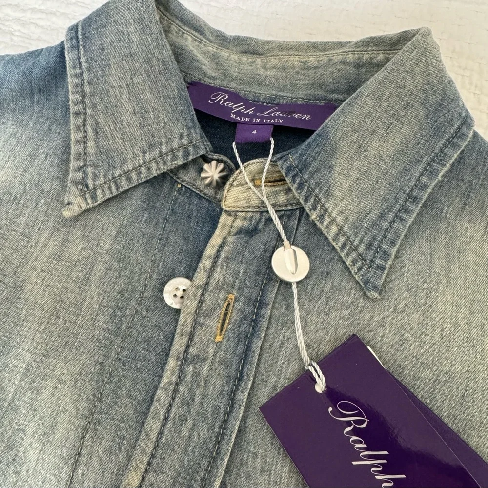 Ralph Lauren collection Light Blue Denim Shirt, size 4, brand new. Women’s - Picture 8 of 9
